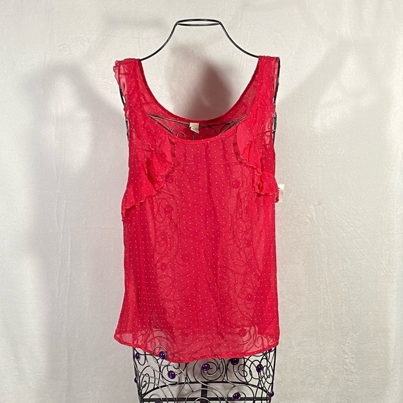 Old Navy pink polka dot chiffon top size M - Picture 1 of 8